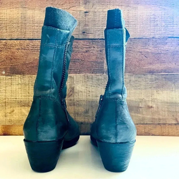 Born Mila In Charcoal Leather/Suede Zippered Boots - Picture 6 of 9